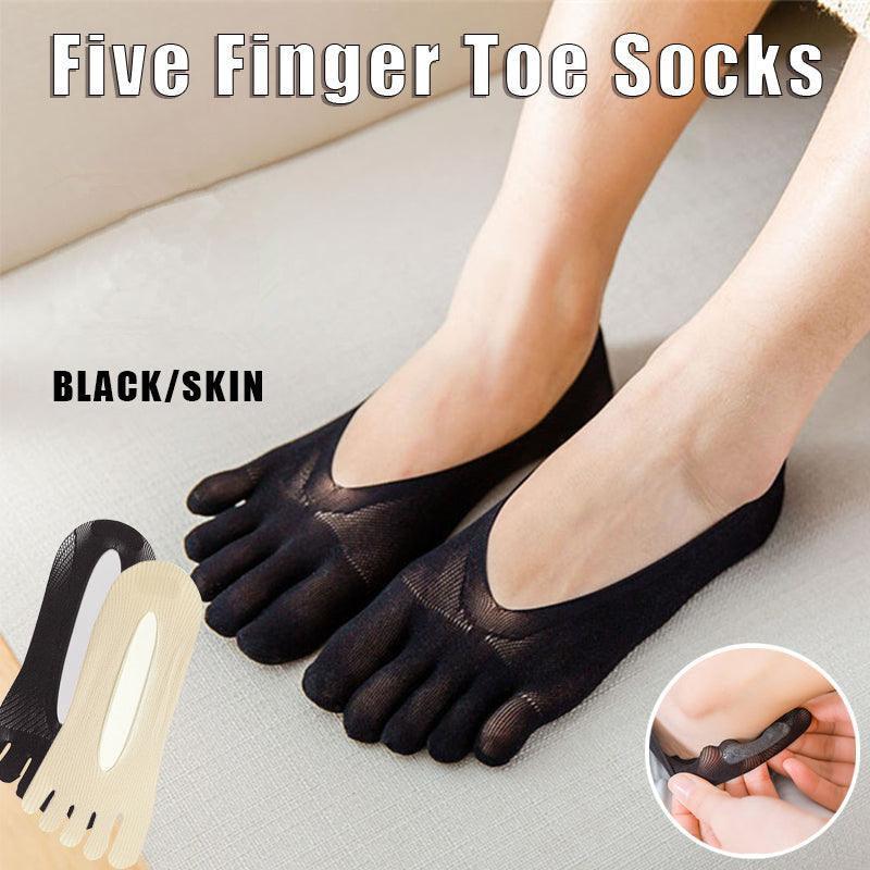 Five Finger Toe Socks Women Invisible Ankle Cut No Show Liner Low Cut Packs - Black 6 Pairs