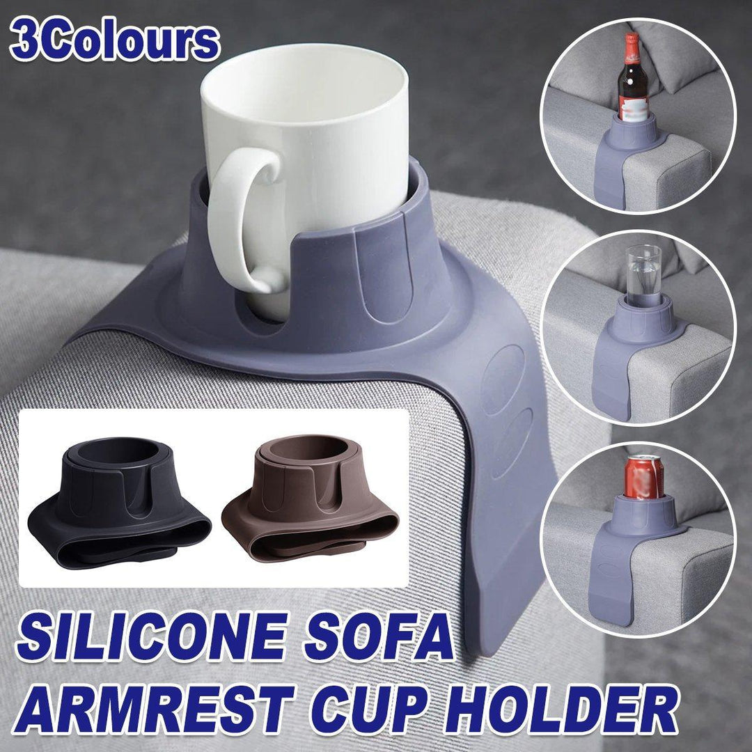Couch Cup Holder Silicone Drink Coaster Tray Sofa Armrest Stand Car Cup Holder - Grey