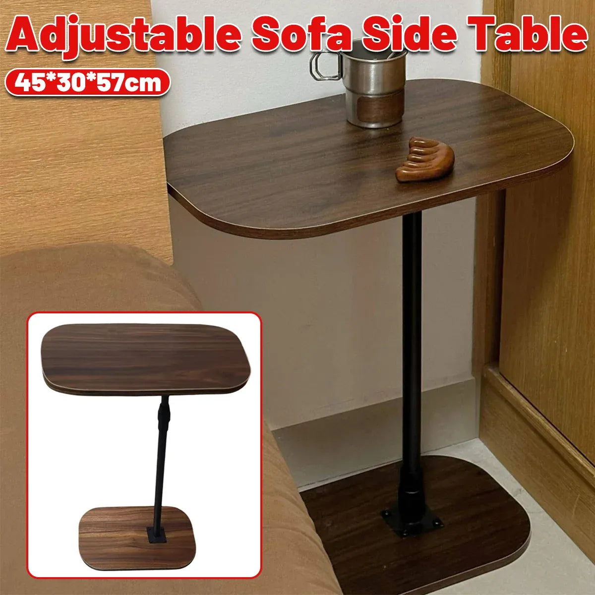 Portable Stylish Simple Small Coffee Table with Wheels for Living Room Durable