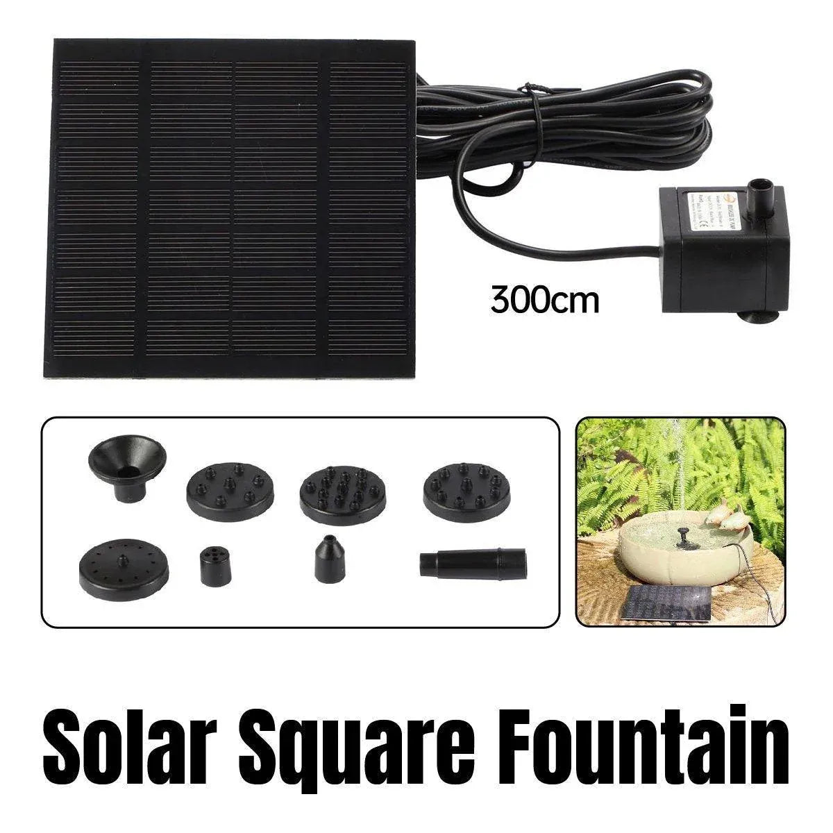 Solar Powered Square Fountain Outdoor Water Feature Garden Pond Pool Decor