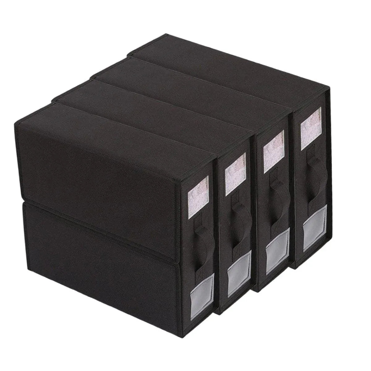 4pcs Simple Pure Colour Storage Boxes Organizer Home Office Storage Solution - Black