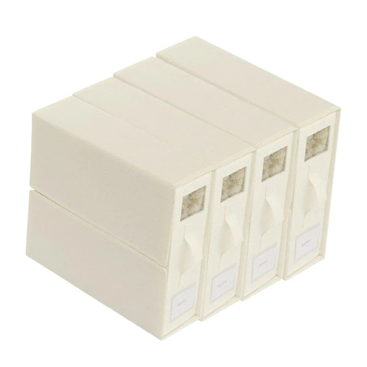 4pcs Simple Pure Colour Storage Boxes Organizer Home Office Storage Solution - Cream