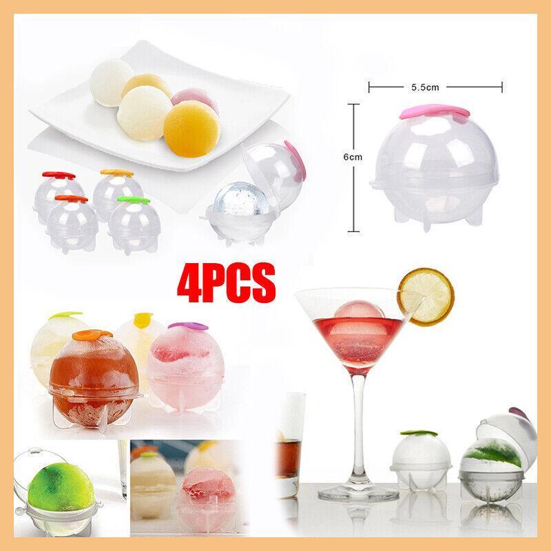 4Pcs Large Ice Ball Maker Big Silicone Mold Sphere Whiskey Round Mould Diy 5Cmau