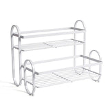 Iron Double Storage Shelf Organiser Durable Metal Rack for Kitchen Bathroom Use - White