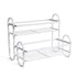 Iron Double Storage Shelf Organiser Durable Metal Rack for Kitchen Bathroom Use - White