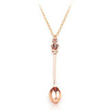 Mini Crown Spoon Necklace Pendant Charm Festival Cutlery Tea Party Gift - Rose Gold