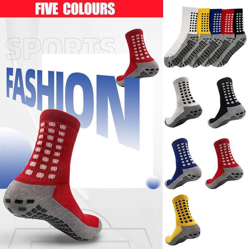 Anti-Slip Sports Socks with PVC Grip Dots for Soccer Basketball and Training Use - White