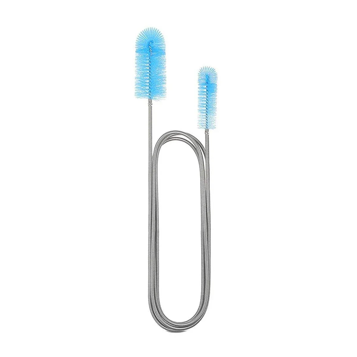 Spring Brush Aquarium U Shaped Pipe Cleaner Brush for Hole Cleaning Fish Tank - Blue