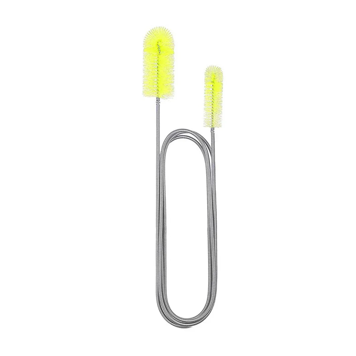 Spring Brush Aquarium U Shaped Pipe Cleaner Brush for Hole Cleaning Fish Tank - Yellow