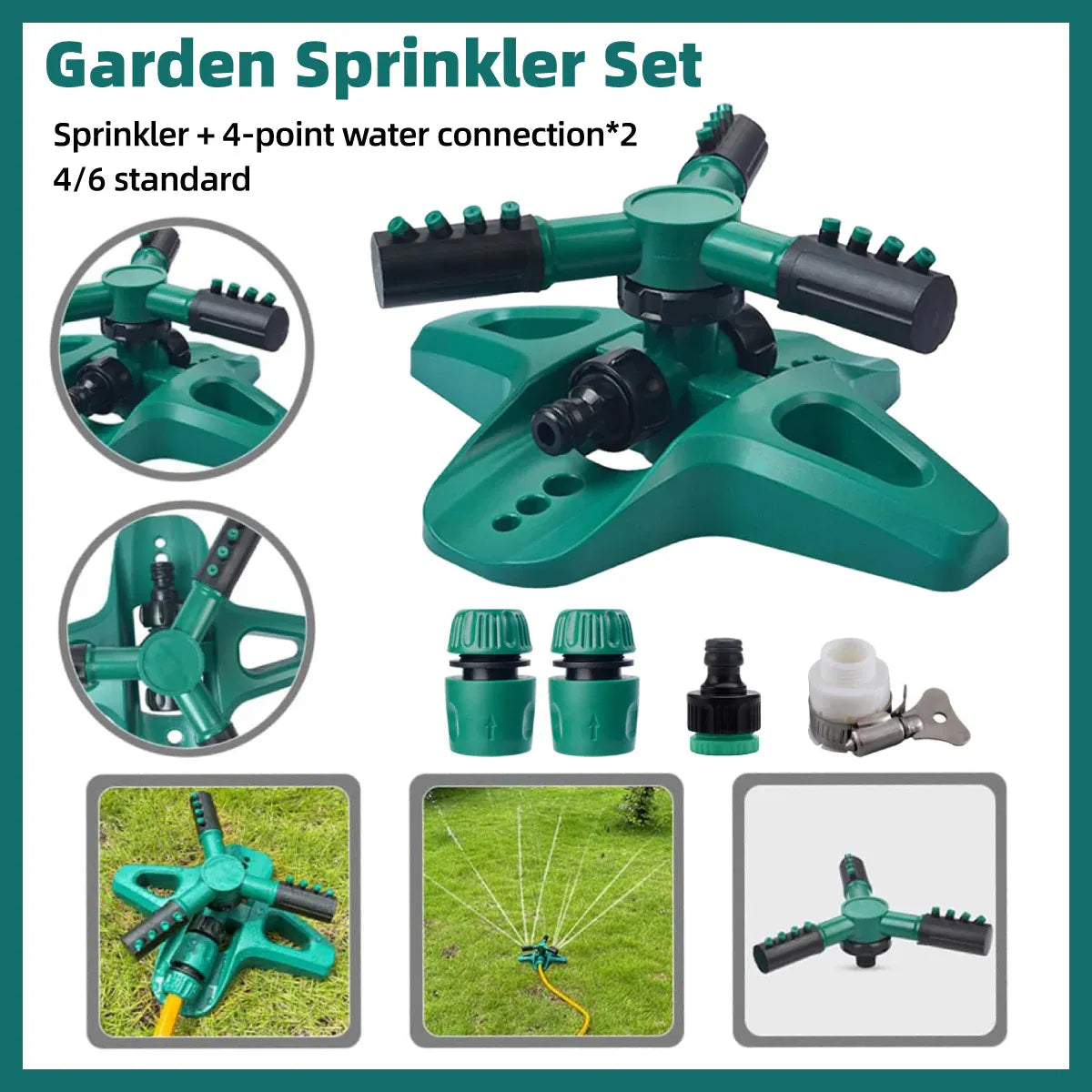 Automatic Lawn Sprinkler 360 Degree Rotating Garden Watering System Tool