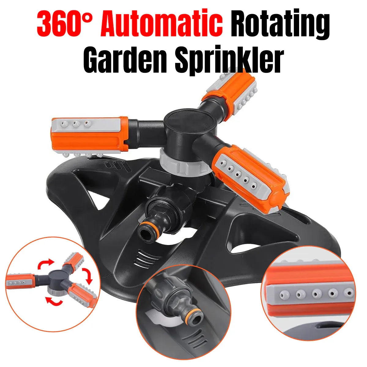 Factory Supply Multifunctional Garden Sprinkler Plastic Three-prong Sprinkler Automatic Rotating Sprinkler
