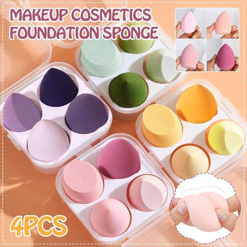 4PCS Value Makeup Foundation Blender Sponge Blending Puff Cosmetic Beauty Eggs - Purple