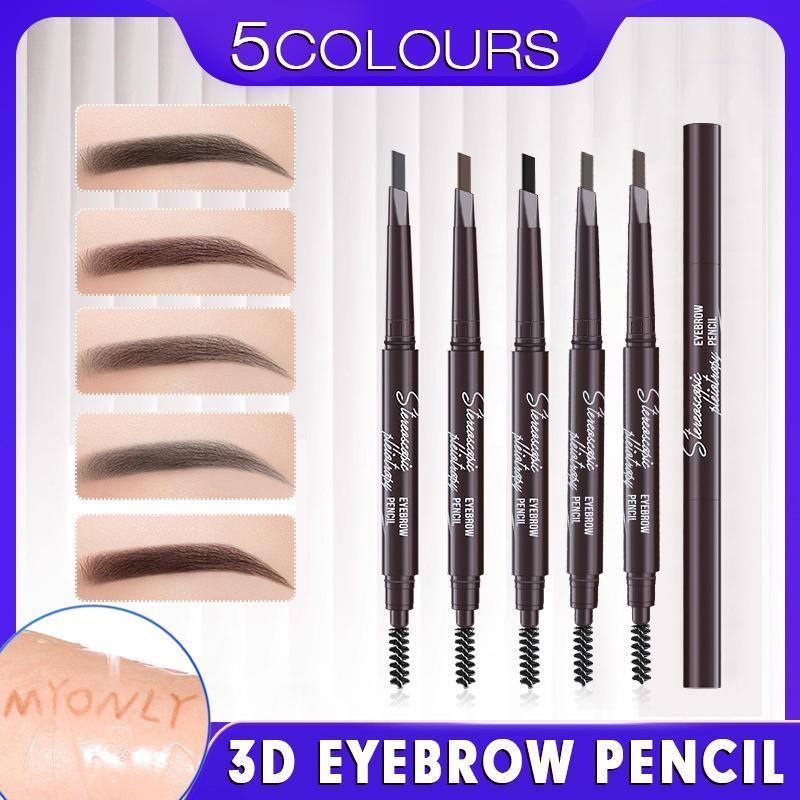 Eyebrow Pencil Dual-Ended Waterproof Retractable Slant Eye Makeup Cosmetic Tool - Grey