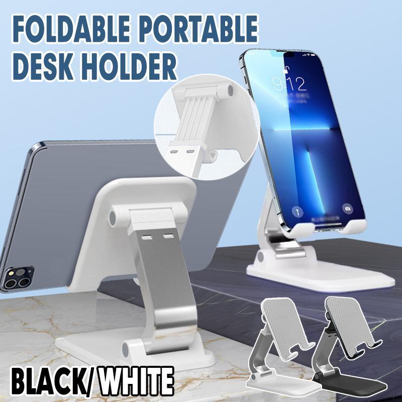 Adjustable Foldable Tablet Stand Desktop Holder Mount Mobile Phone iPad iPhone - Black