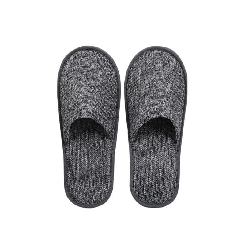 50 Pairs SPA Hotel Guest Slippers Closed Toe Disposable Terry Style Linen - Grey