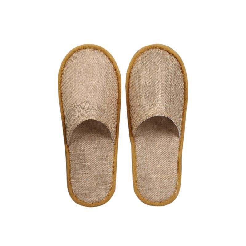 50 Pairs SPA Hotel Guest Slippers Closed Toe Disposable Terry Style Linen - Khaki