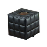 Luxury Leather Square Tissue Box Living Room Hotel Roll Paper Tube Holder - Black