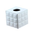 Luxury Leather Square Tissue Box Living Room Hotel Roll Paper Tube Holder - White