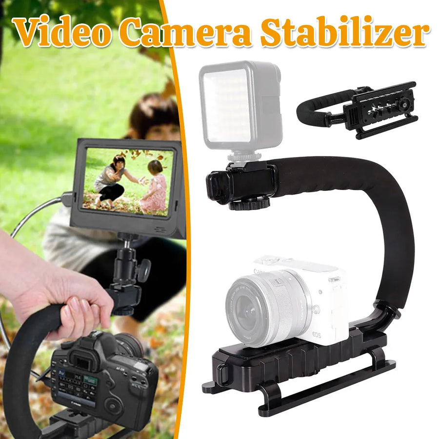 U Shaped Camera Stabilizer Rig For DSLR Video Shooting with Flash Mount Hot Shoe