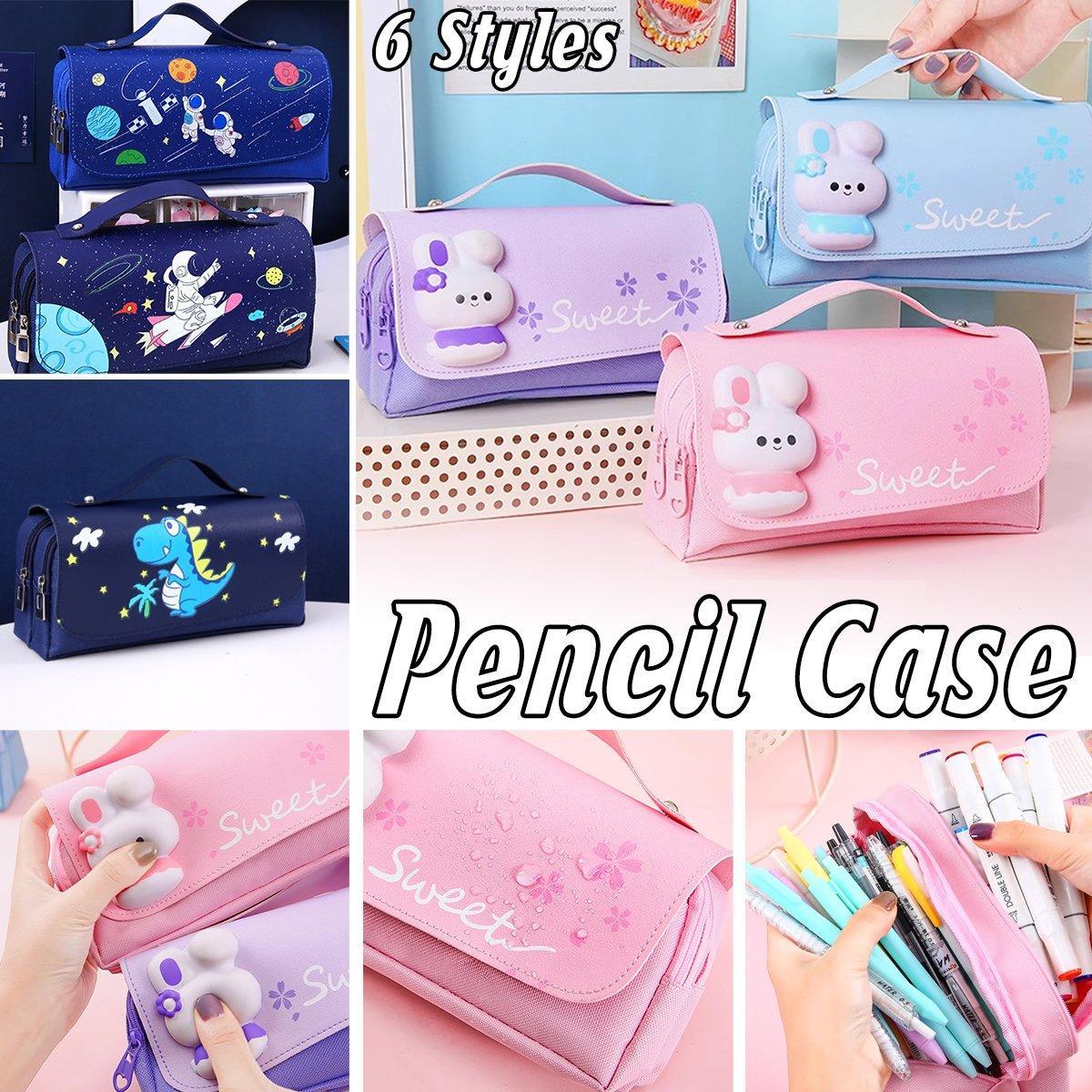 Functional Pencil Case Stationery Bag Pen Holder Storage Organizer for School - 01