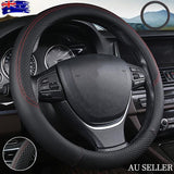 Breathable Car Steering Wheel Black Cover Pu Leather Anti-Slip Interiors 15'' Au