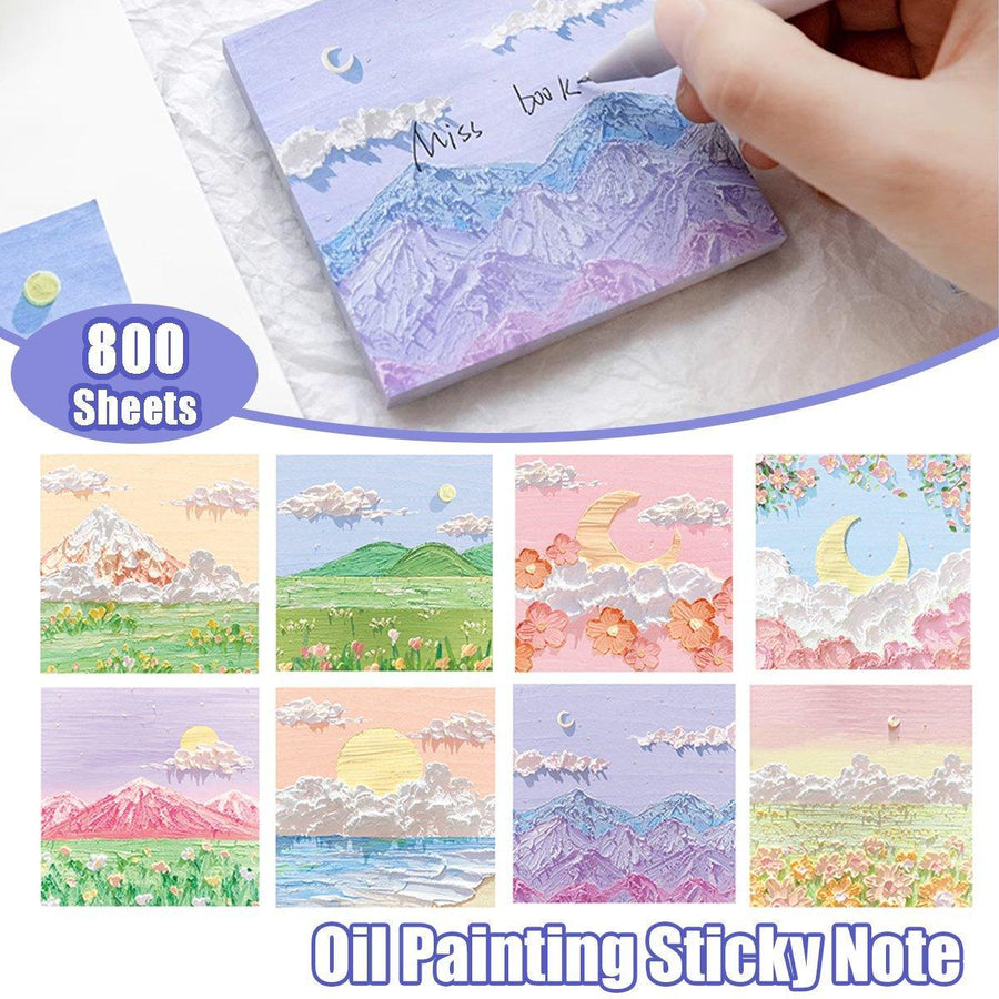 800 Sheets Colorful Oil Painting Sticky Notes Memo Pads Self-Adhesive Notes - 5#