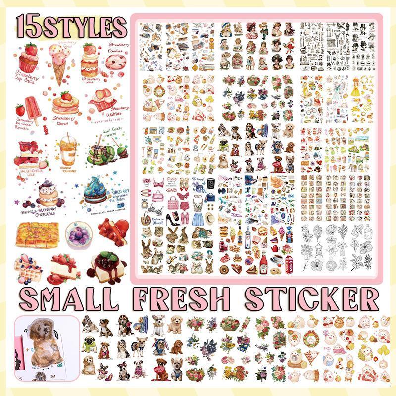15-Style Creative Student Graffiti Sticker Set Small Fresh Sticker - L-Hand Painted flower leaves