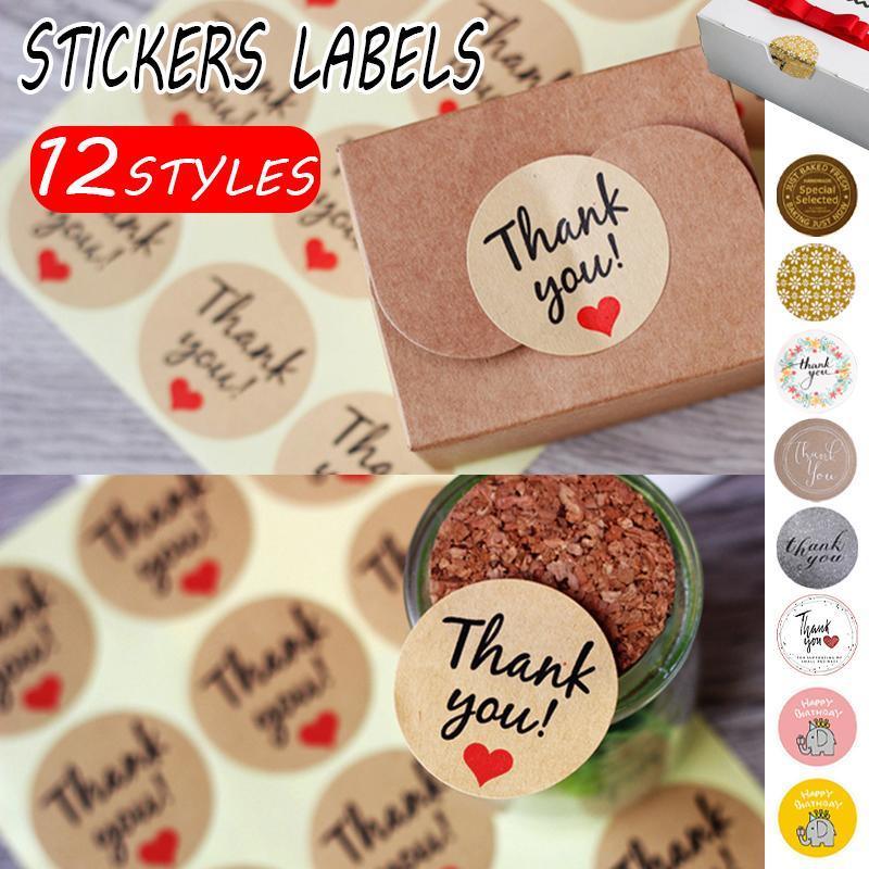UP TO 80PCS Stickers Labels Thank You Stickers Gift Wrapping Craft Scrapbook DIY - 12*5PCS Style 4