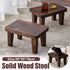Solid Wood Small Stool Dark Brown Low Bench Footrest Entryway Shoe Stool