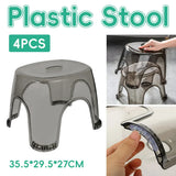 4pcs Transparent Plastic Stool Stackable Anti Slip 35.5 x 29.5 x 27cm Durable