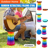Rainbow Telescopic Folding Stool Thickened Travel Outdoor Seat for Camping - Blue