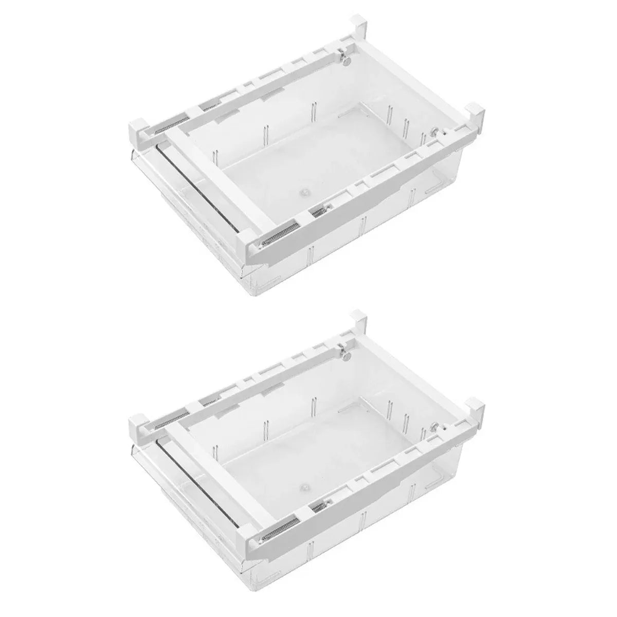 2Pcs Refrigerator Storage Drawer Fridge Organizer Rack Kitchen Egg Holder Space - No Grid