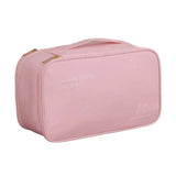Double Lingerie Storage Bag Travel Organizer Clothes Storage Case for Underwear - Pink