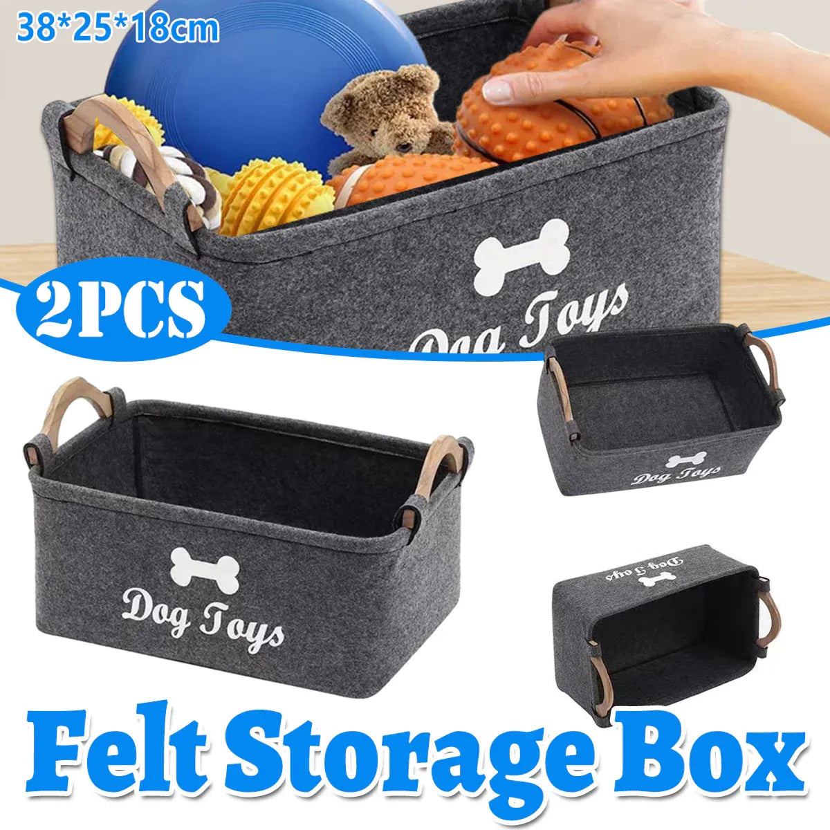 2pcs Felt Storage Baskets Desktop Organization Frames Home Office Organizer