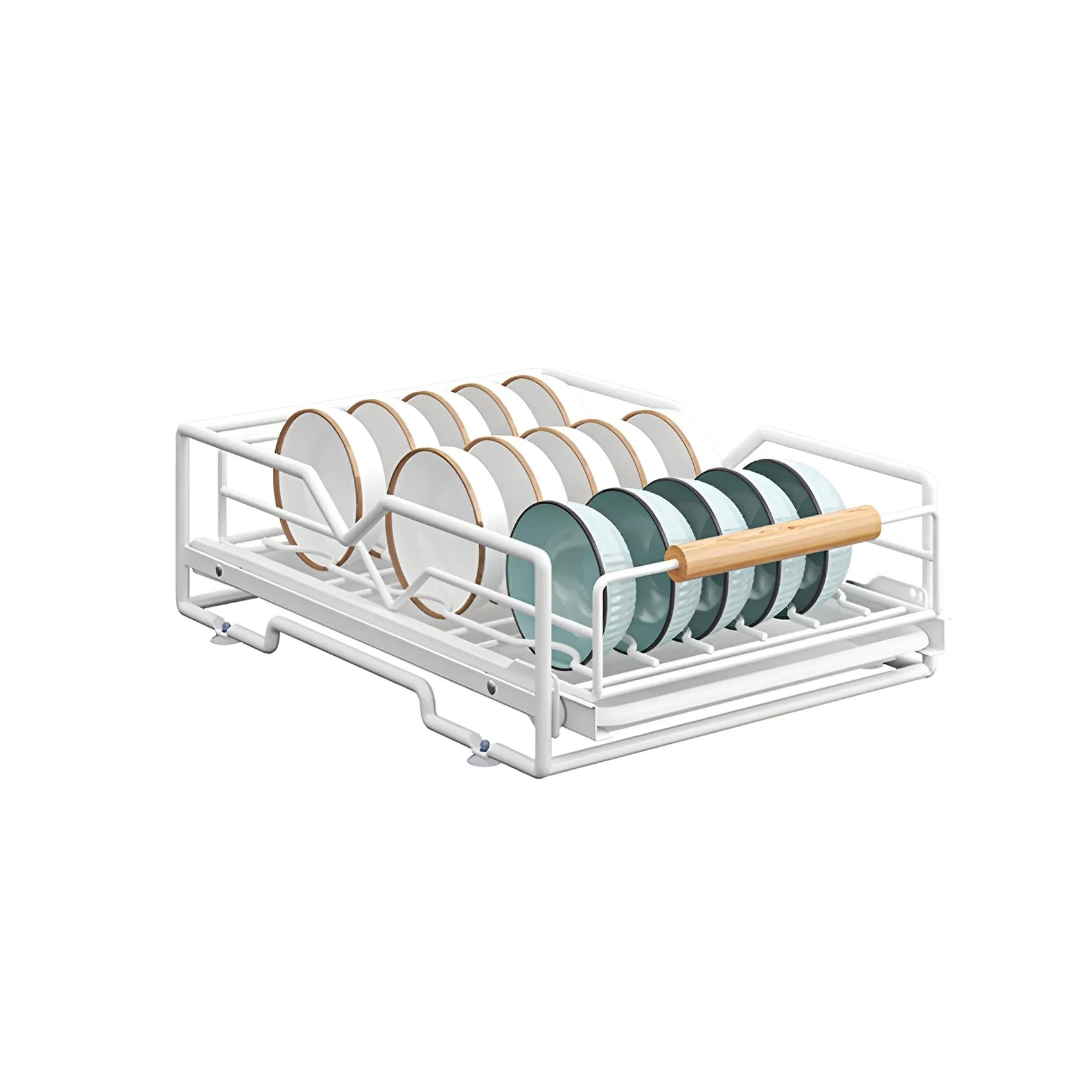Pull Out Storage Rack Kitchen Dish Bowl Organiser Carbon Steel 40 x 30 x 13cm - Bowl Rack