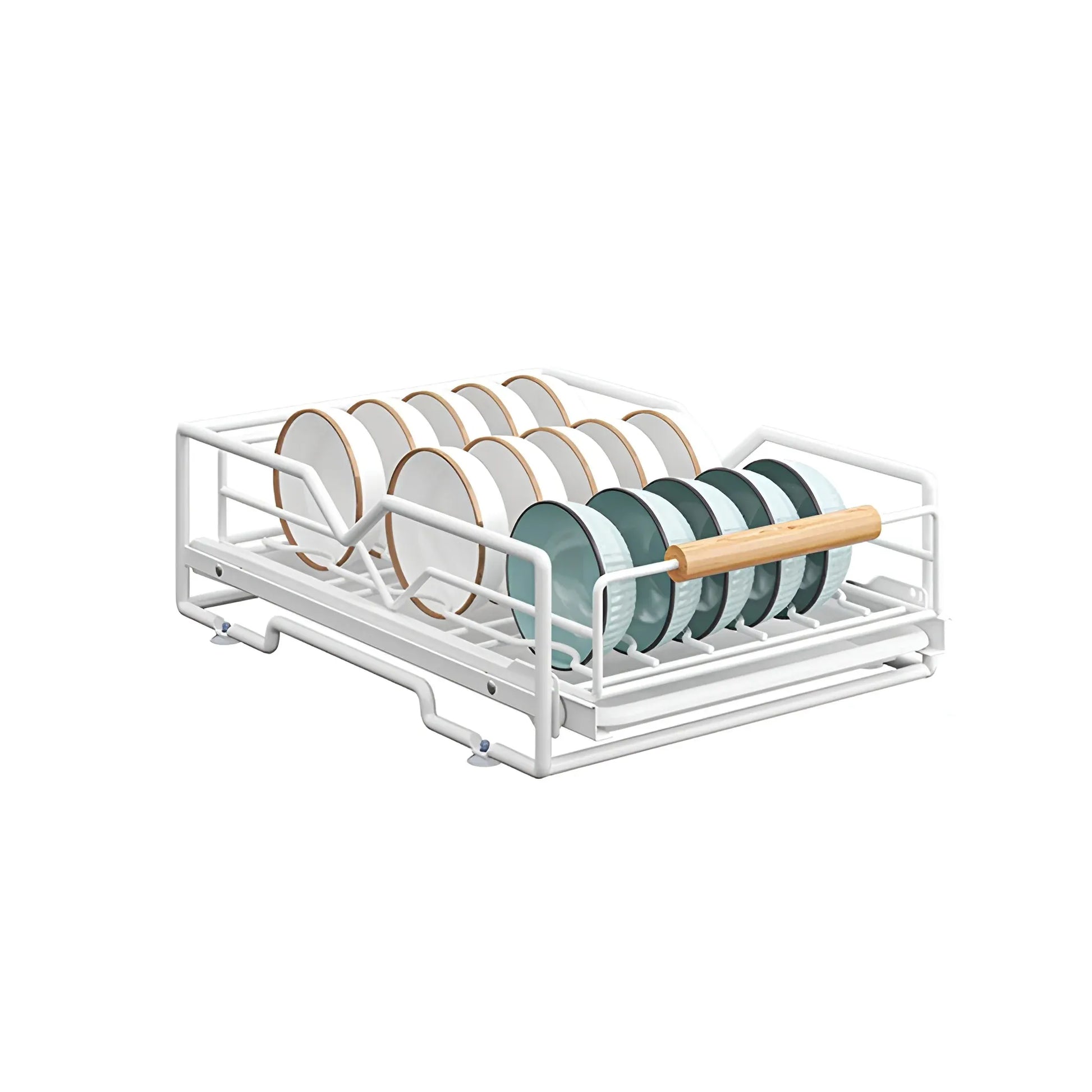 Pull Out Storage Rack Kitchen Dish Bowl Organiser Carbon Steel 40 x 30 x 13cm - Bowl Rack