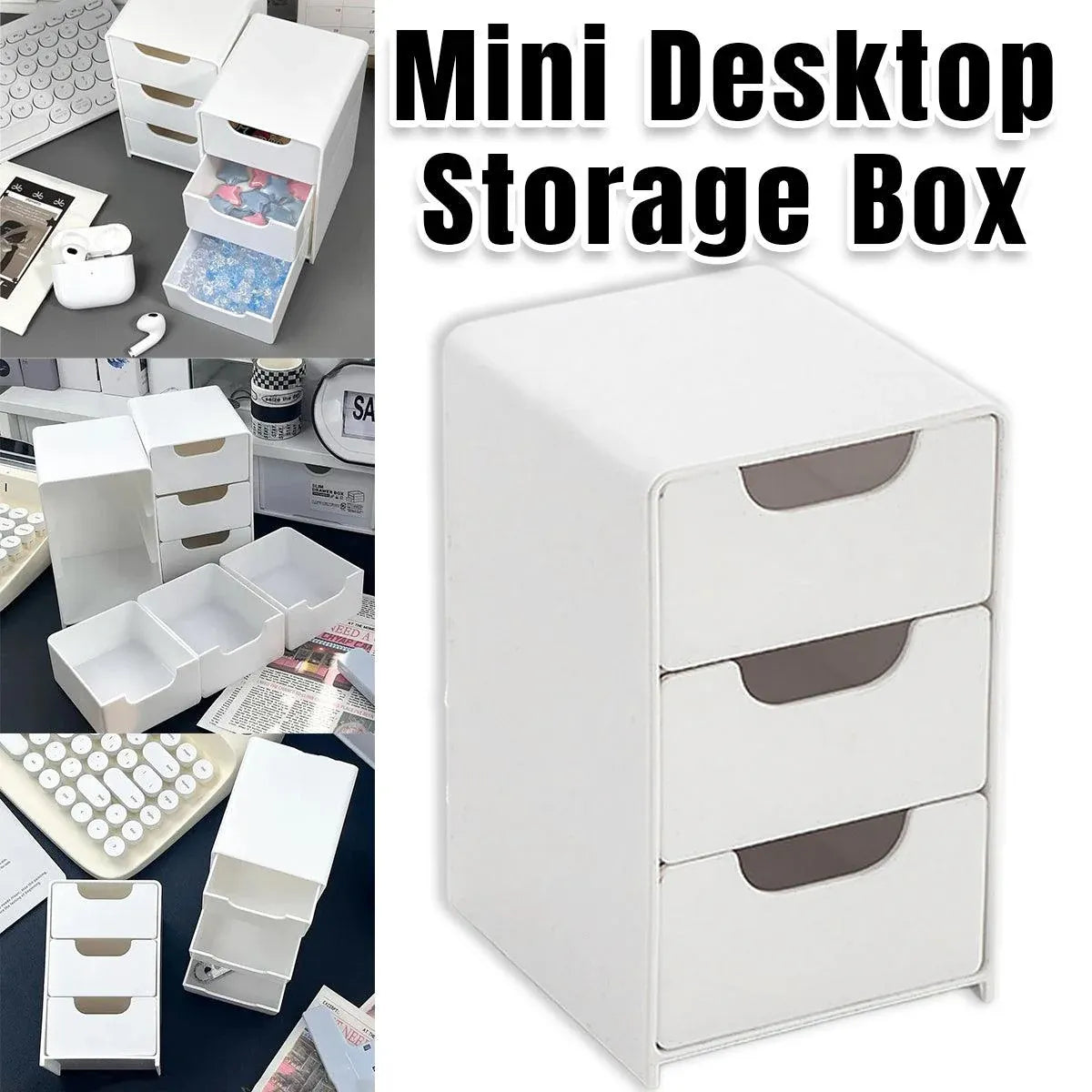 Mini Desktop Organiser Box Portable Storage Box for Office Home Desk Accessories