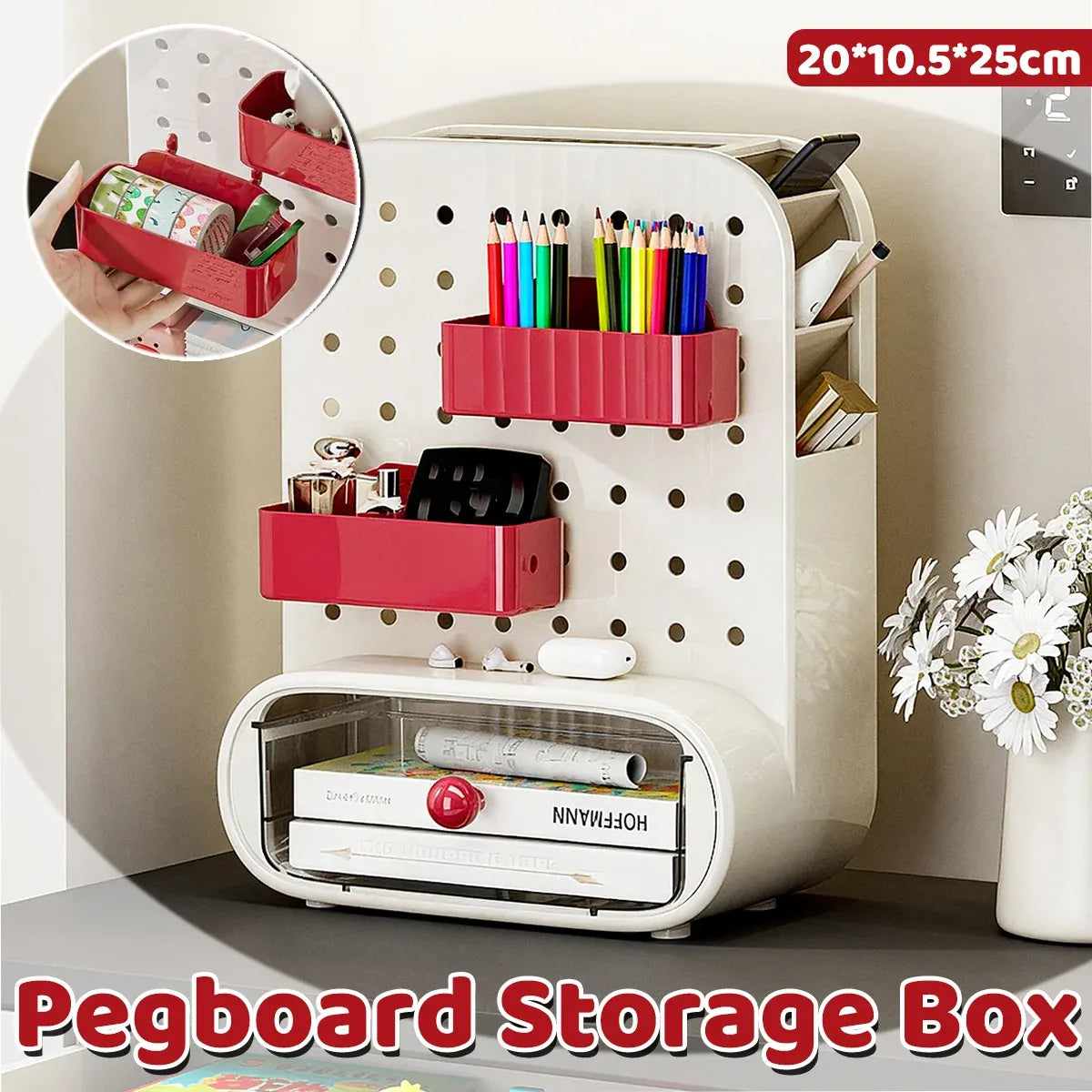 Drawer Pegboard Desktop Storage Box Space Saving for Office Home