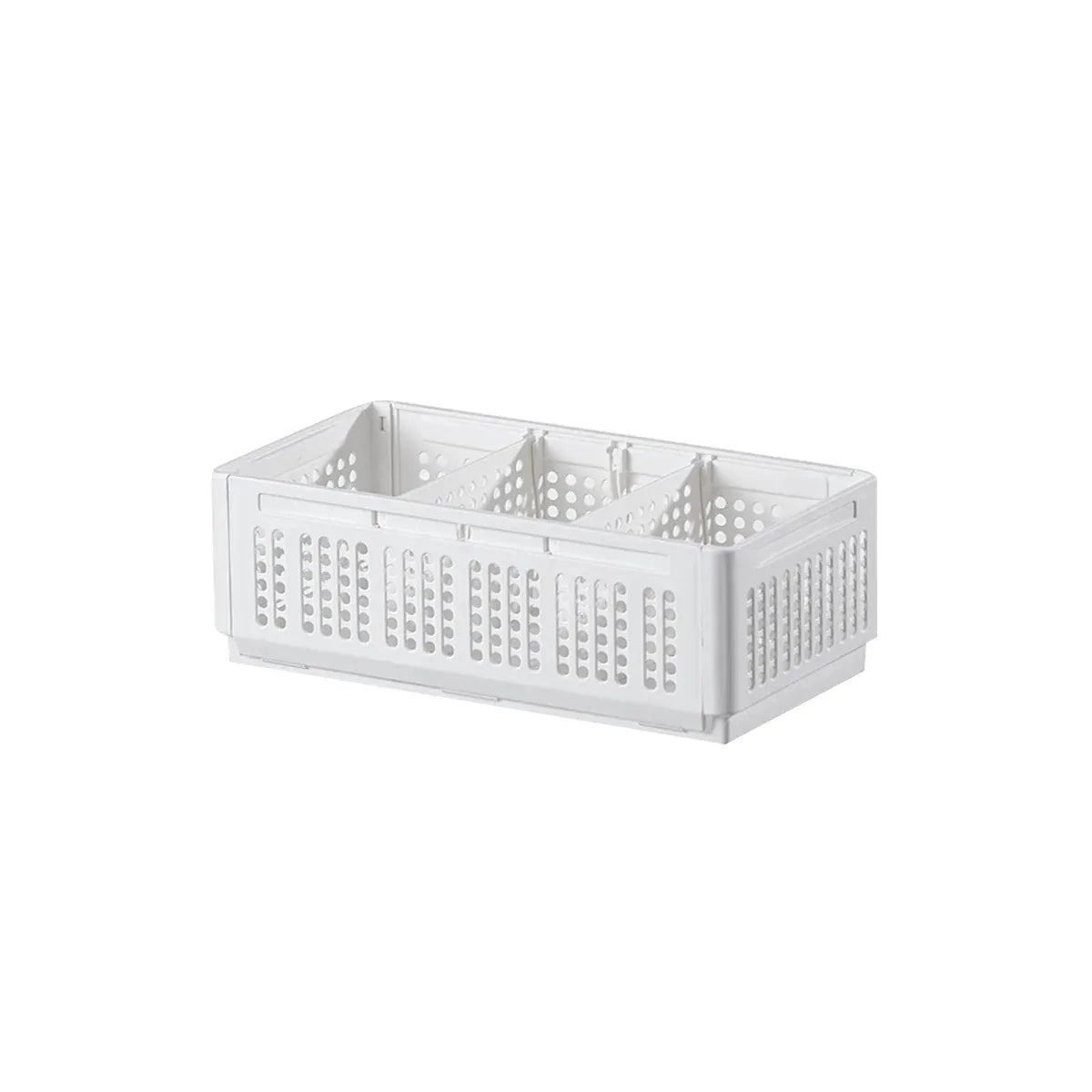 Collapsible Storage Basket with Layered Dividers Durable Plastic Foldable - XS