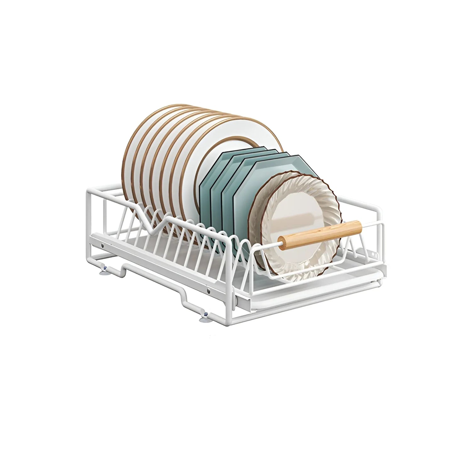 Pull Out Storage Rack Kitchen Dish Bowl Organiser Carbon Steel 40 x 30 x 13cm - Dish Rack