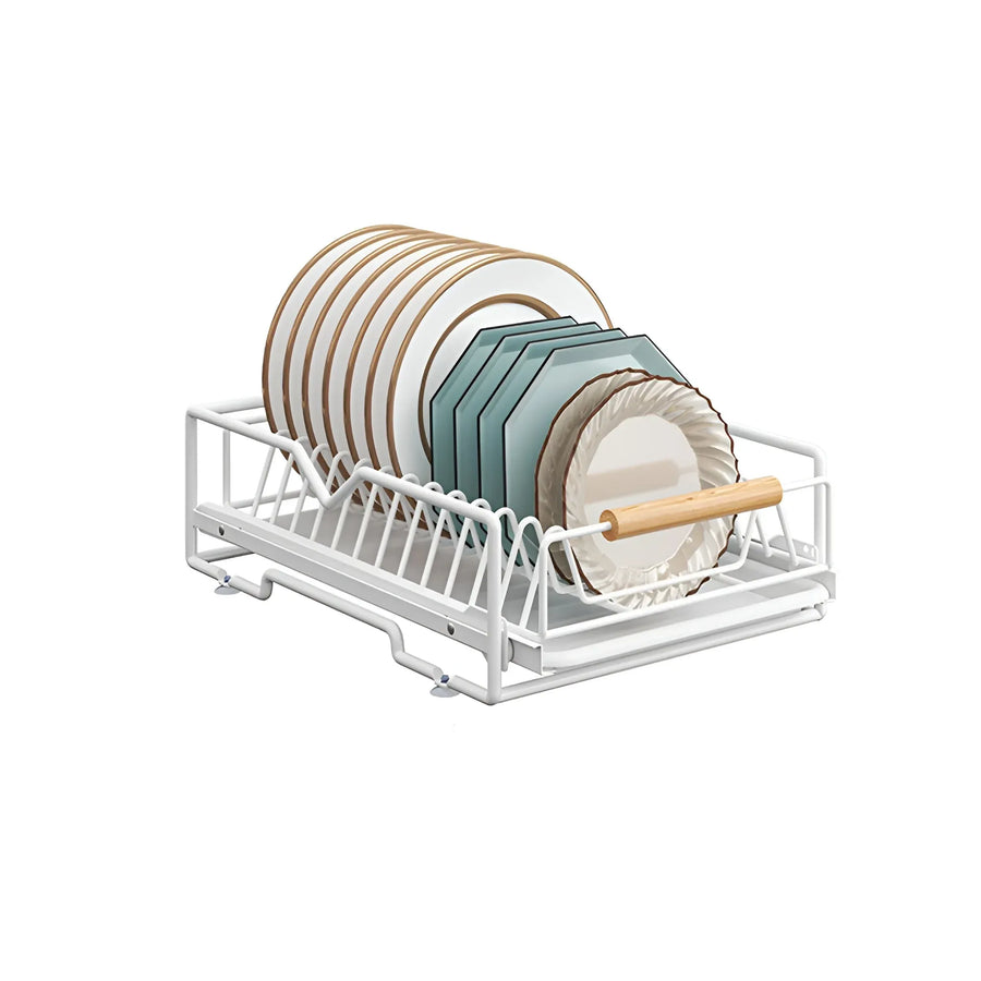 Pull Out Storage Rack Kitchen Dish Bowl Organiser Carbon Steel 40 x 30 x 13cm - Dish Rack