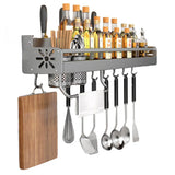 Perforation Free Kitchen Storage Rack Wall Hanging Chopsticks Knife Holder - Grey
