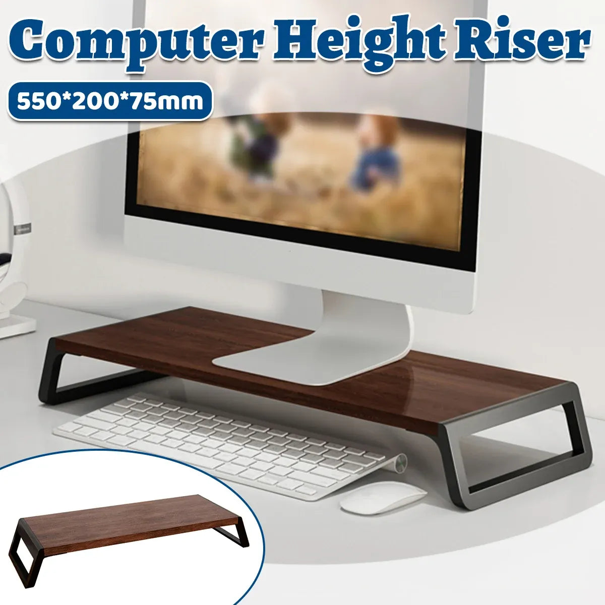 Desktop Monitor Elevated Stand Computer Riser Sturdy For Home Office Desk