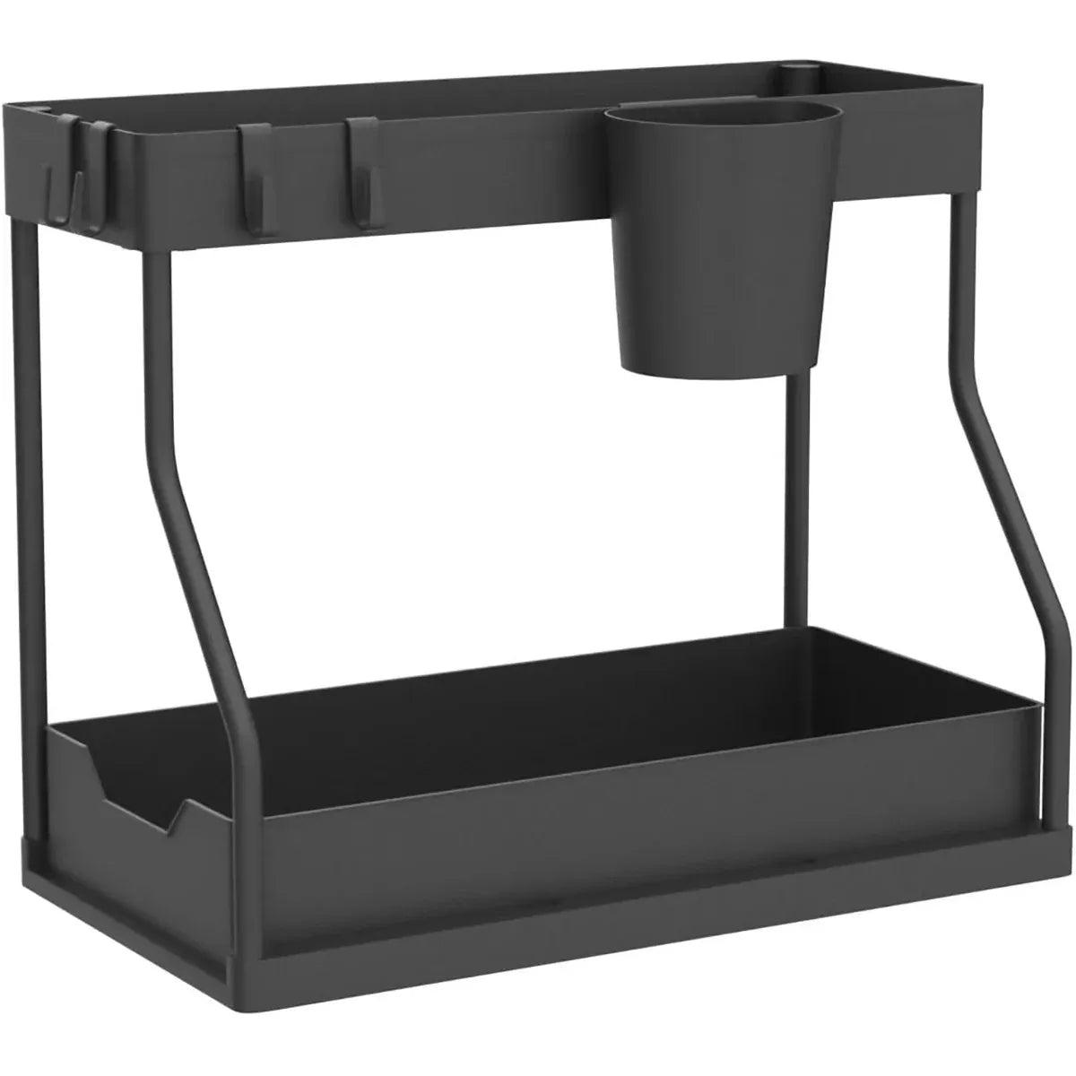 Under Sink Storage Rack Double Layer Organizer Shelf Kitchen Bathroom Cabinet - Black