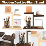Wooden Desktop Storage Shelf Simple Decorative Flower Stand for Home Office - Brown
