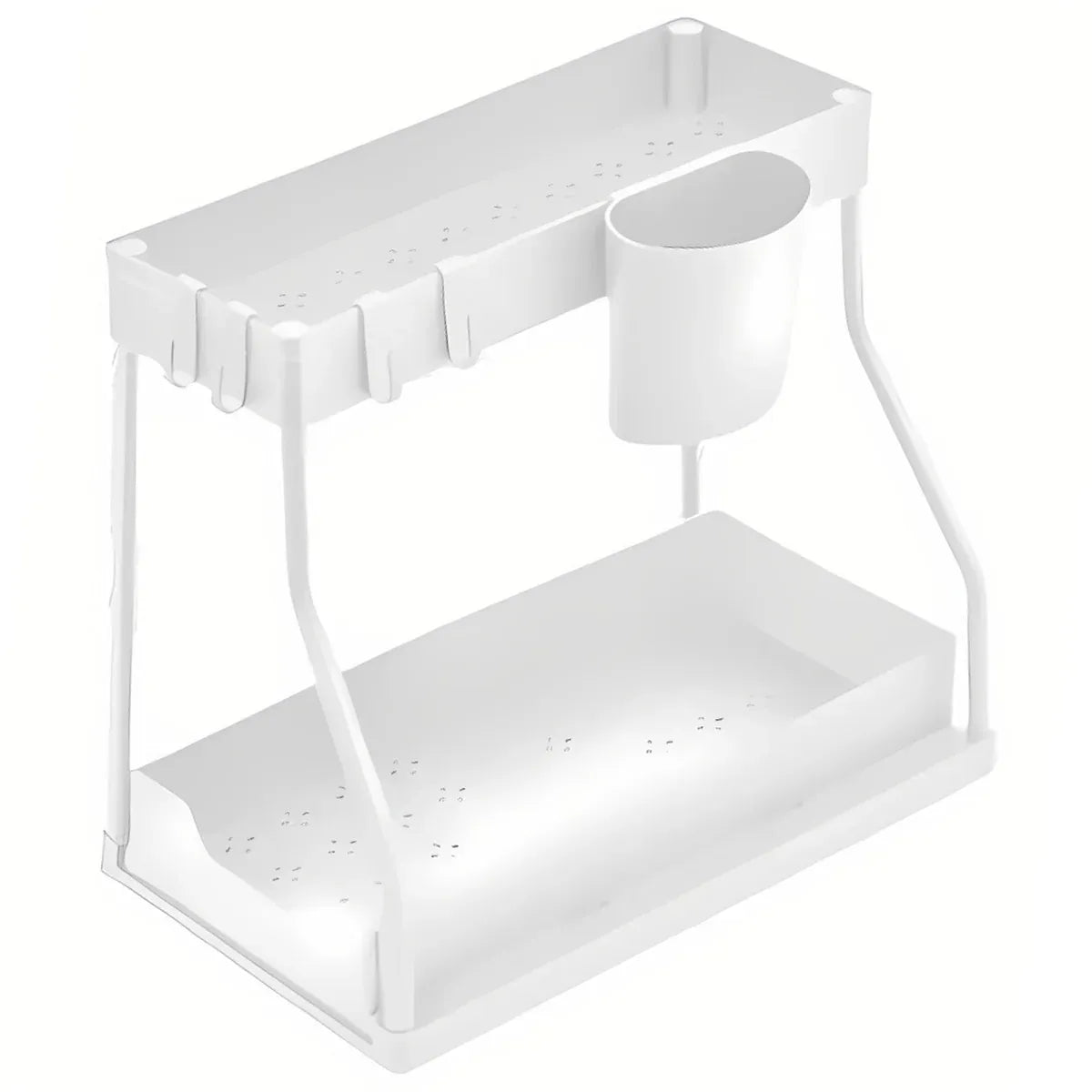 Under Sink Storage Rack Double Layer Organizer Shelf Kitchen Bathroom Cabinet - White