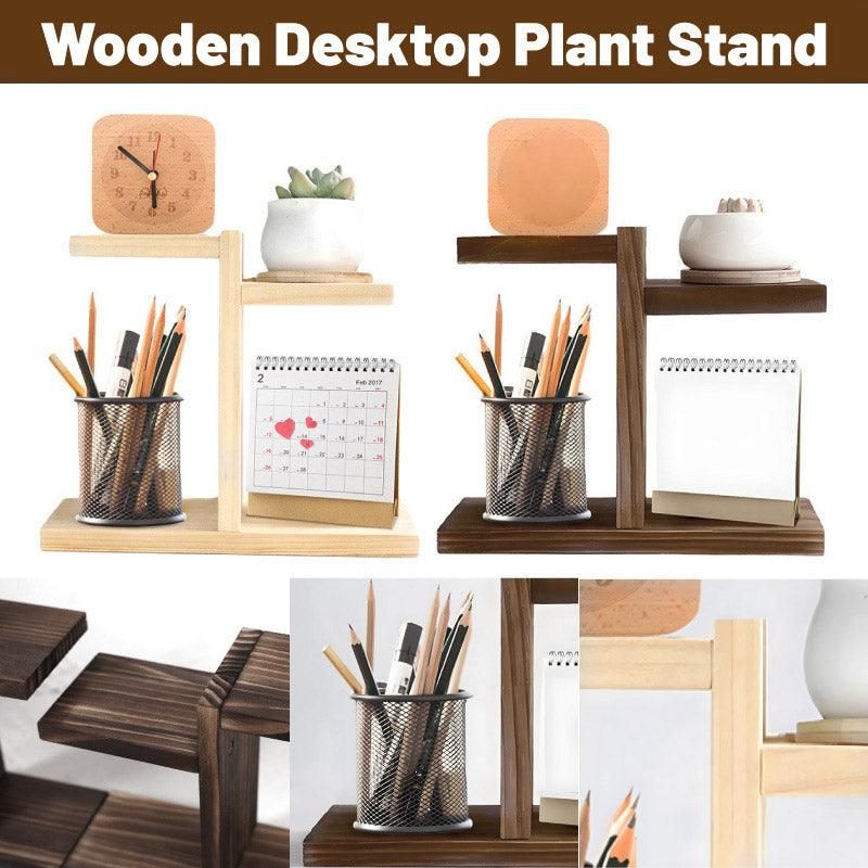 Wooden Desktop Storage Shelf Simple Decorative Flower Stand for Home Office - Wood Colour