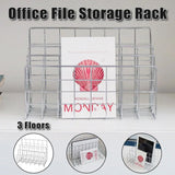 Three Layer Iron Office Document Organizer Rack Magazine Storage Shelf Bookshelf