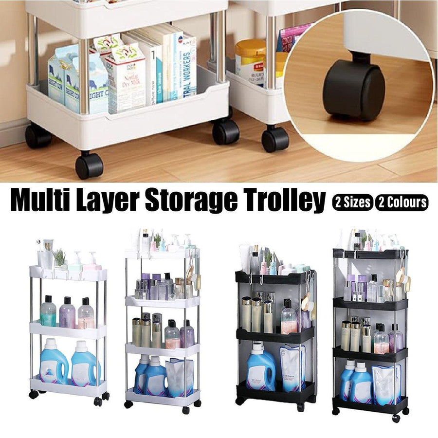 Multi Layer Rolling Storage Cart Kitchen Bathroom Organizer Shelf with Wheels - 4-Black