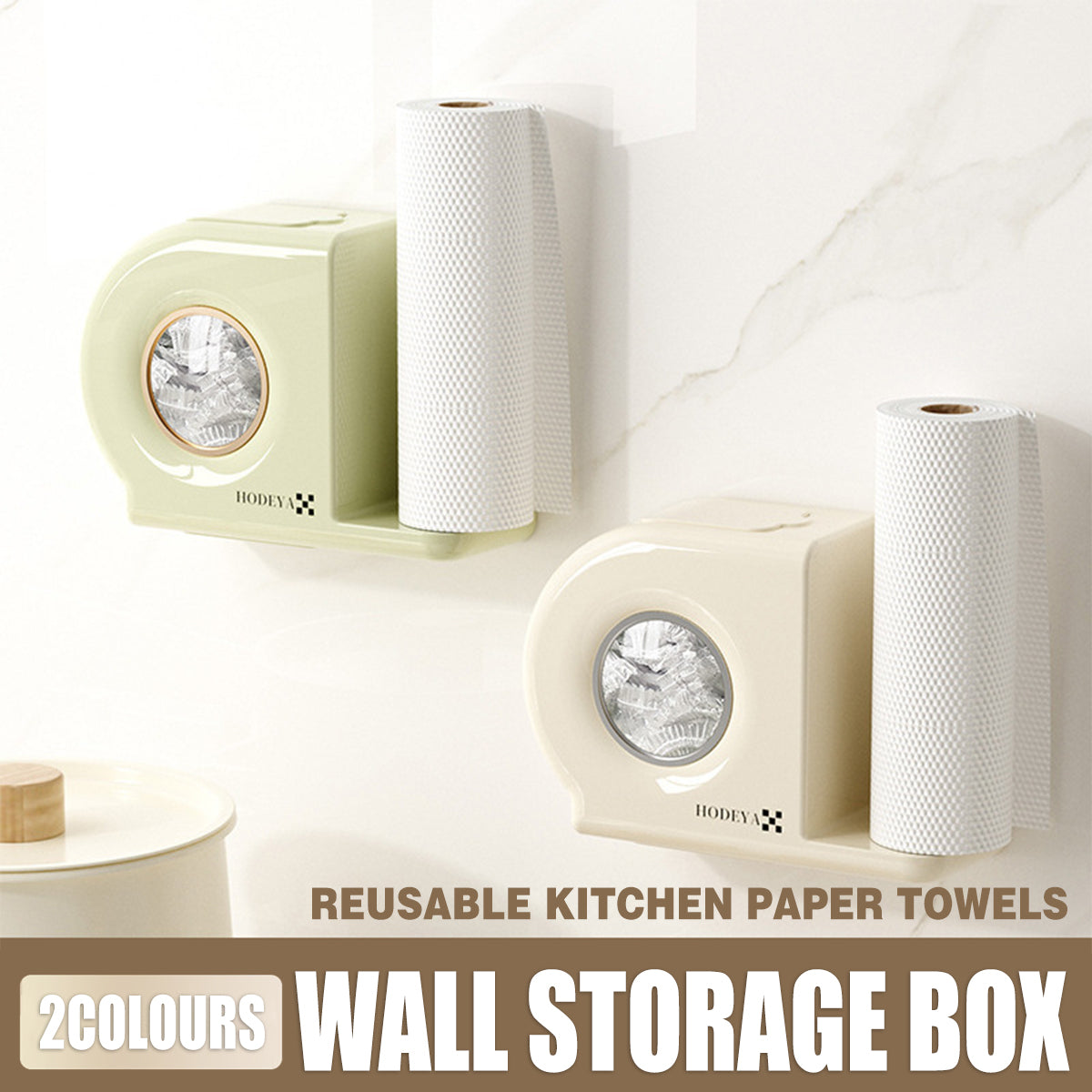 Wall Mounted Kitchen Storage Rack for Plastic Bags Rags Film Organizer Box Use - White